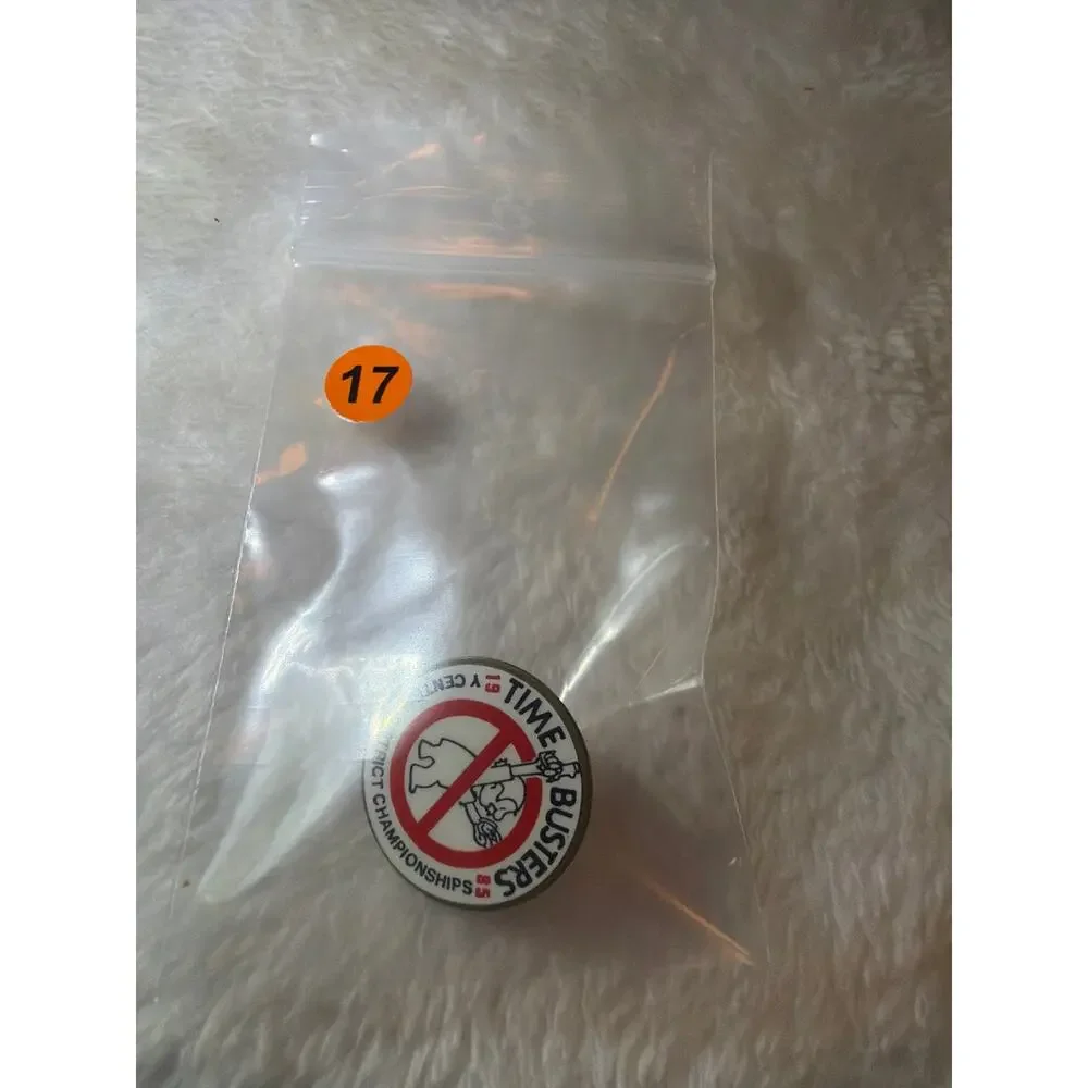 Vintage 1985 Time Busters Central District Championship Lapel Pin Parody